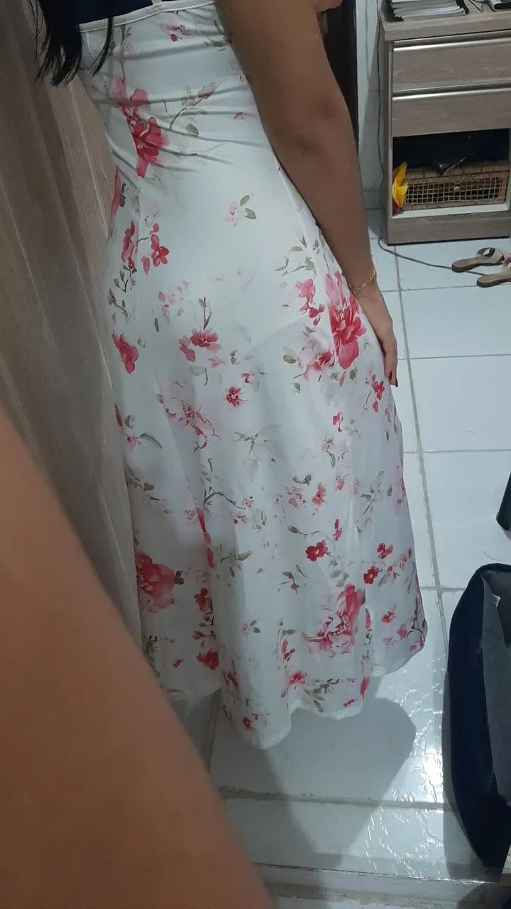 Vestido longo floral branco - Foto 3