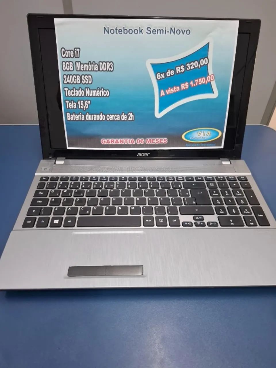 Notebook ACER - Core i7 - 240GB SSD | - 12GB Mem. - 6meses Garantia e Formatado - Foto 4