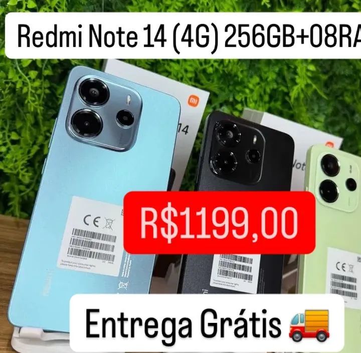 Celular Xiaomi Redmi Note 14 256Gb+08Gb Ram Novo Entrega Gratis 