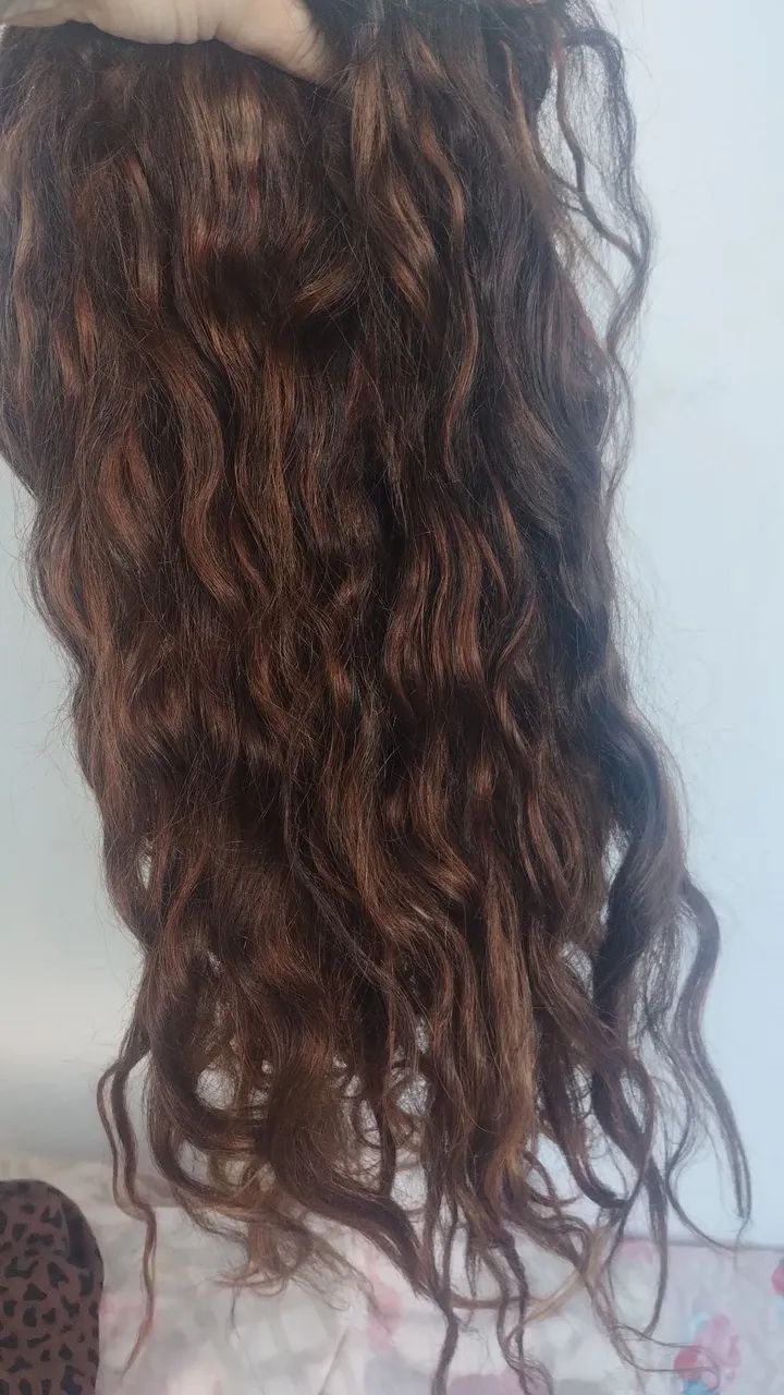 Extensão de Cabelo Cacheado Castanho