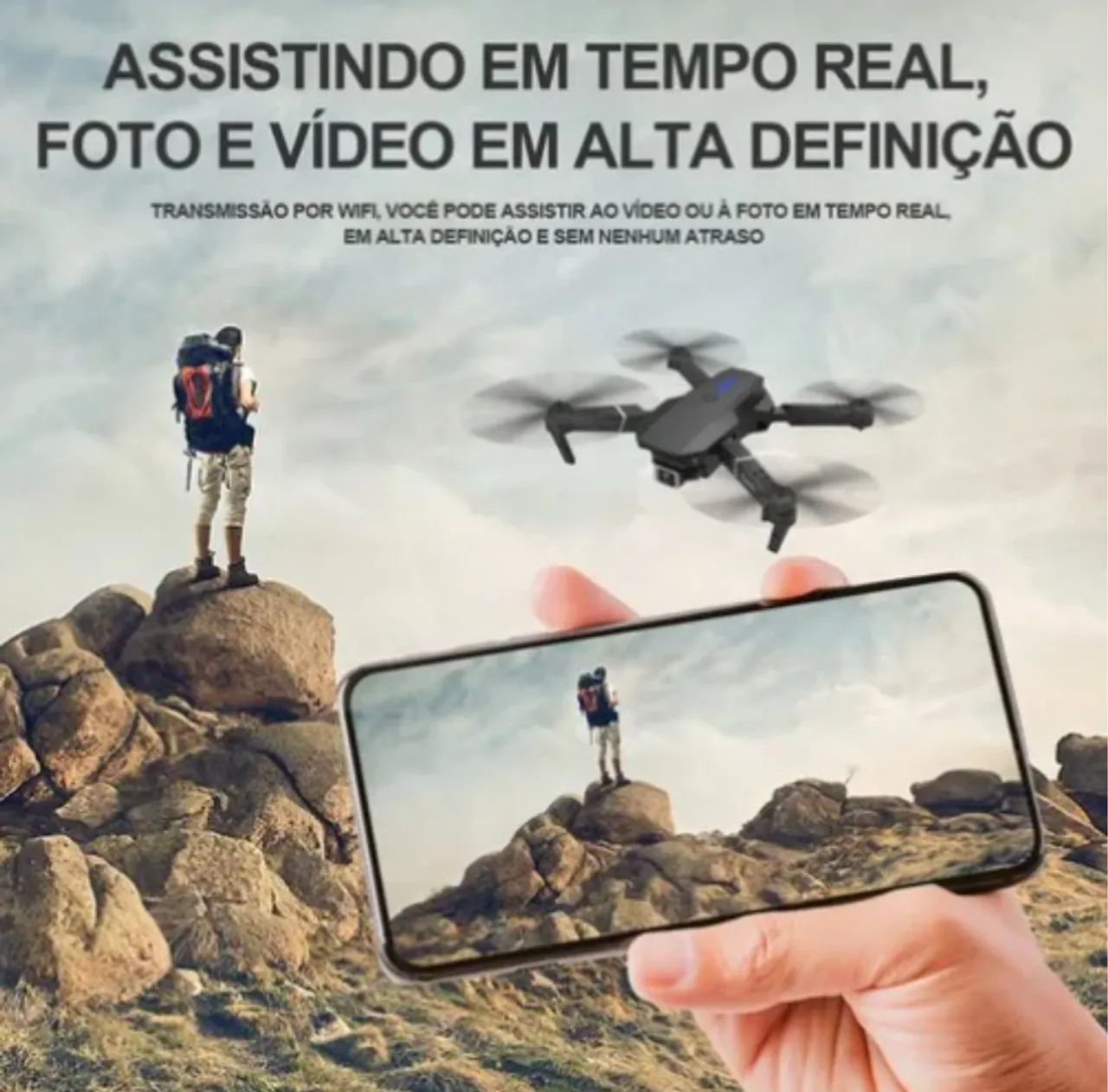 Drone E88 Profissional Para Fotografias e Filmagens Aéreas Camera 4K Duas Baterias  - Foto 4