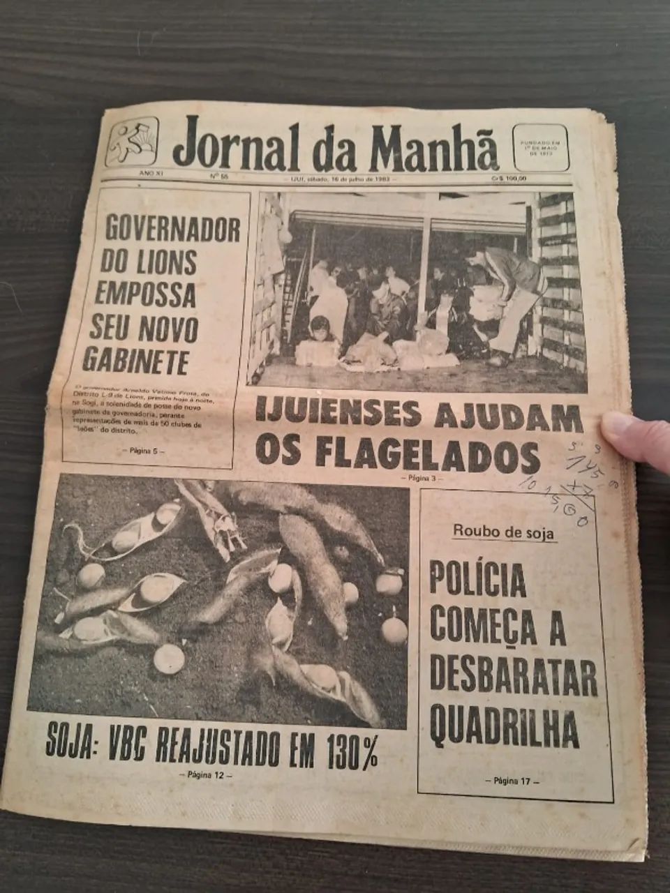 Edição Do Jornal Da Manhã Do Dia 16-07-1983 -Antiguidade - Foto 2