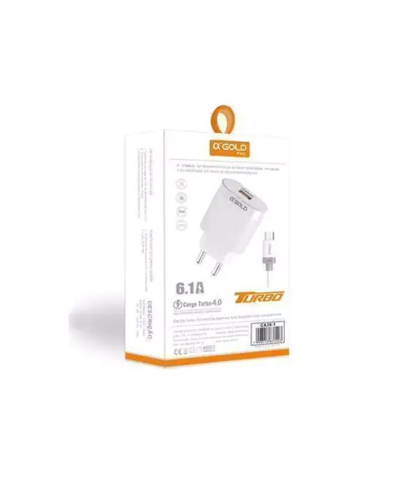 CARREGADOR 1 USB TURBO 1 CABO TIPO-C PARA USB 30W A´GOLD CA39-3/TIPO-C - Foto 3