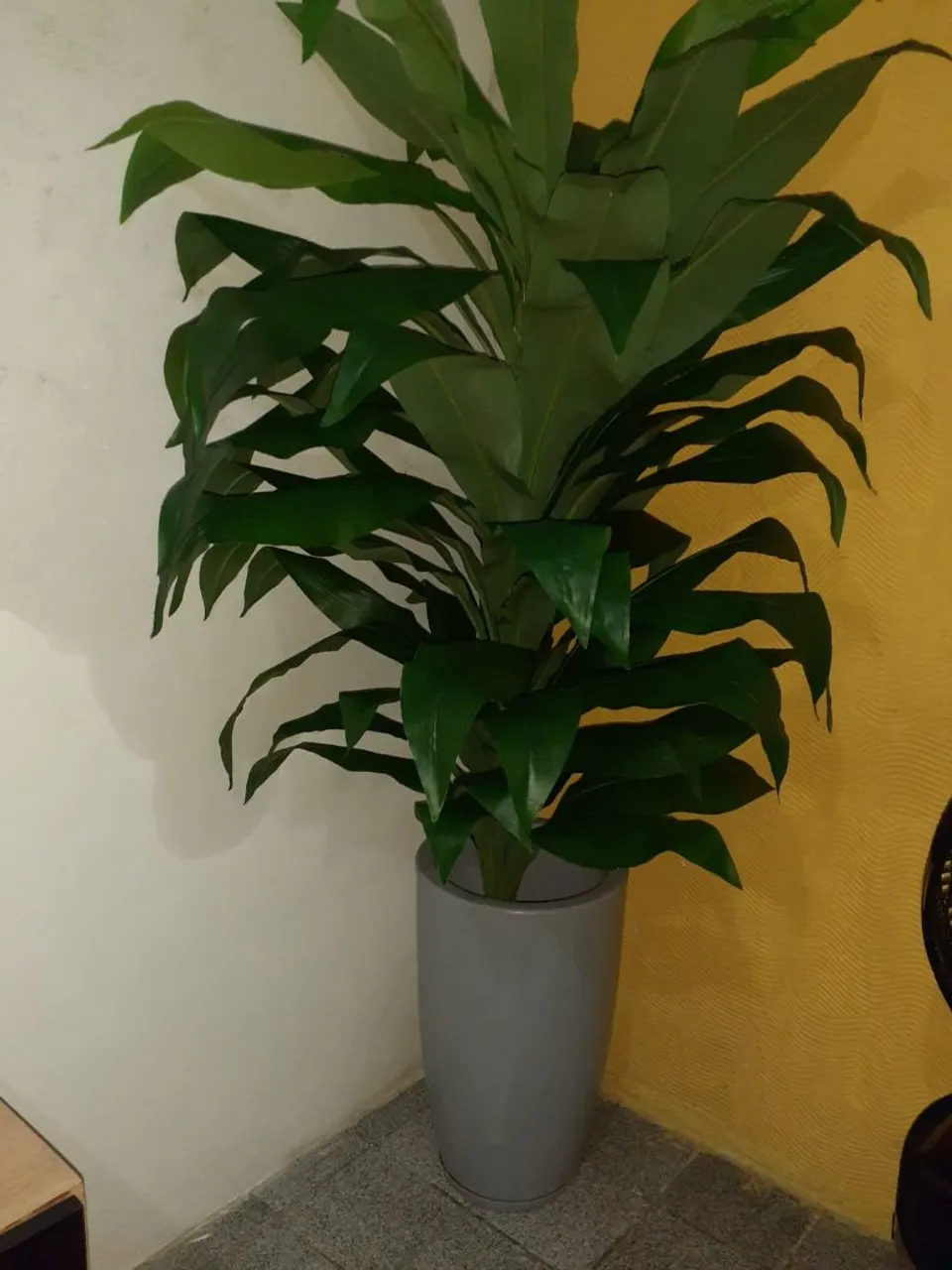 Planta decorativa em vaso cinza
