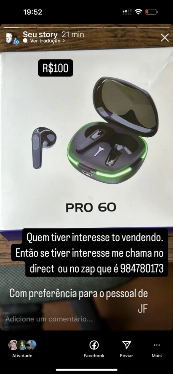 Fone de Ouvido Bluetooth PRO 60