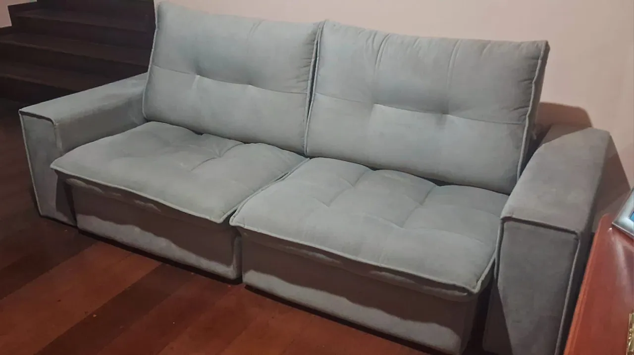 Sofá 5 Lugares Cinza Claro