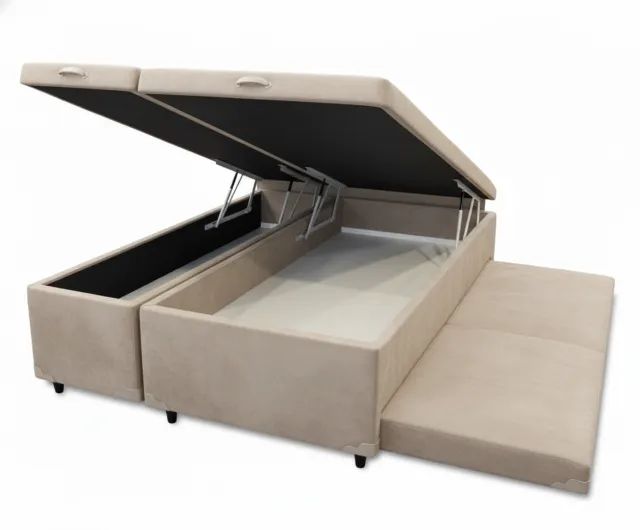 cama box bau com auxiliar casal 138x188cm  - Foto 3