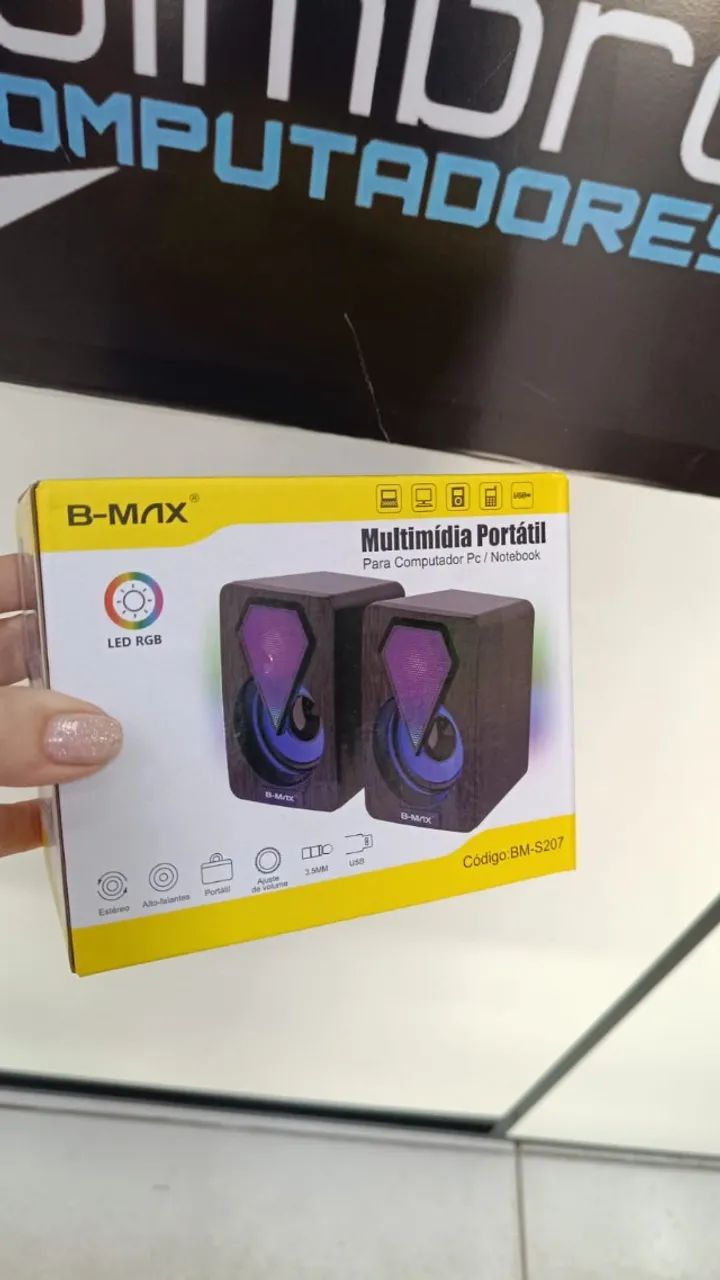 Caixa De Som Pc notebook Led - Rgb Usb E P2 Bm-s207 5v Loja Coimbra Computadores Entrega