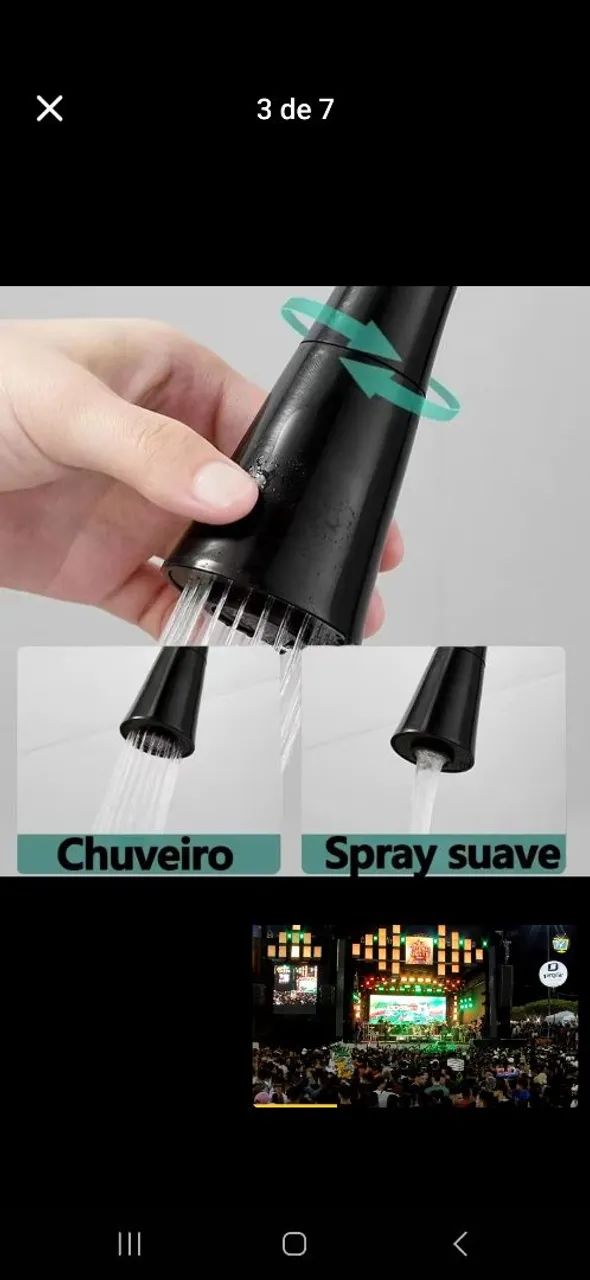 Torneira de Cozinha com Design Moderno Preta - Foto 2