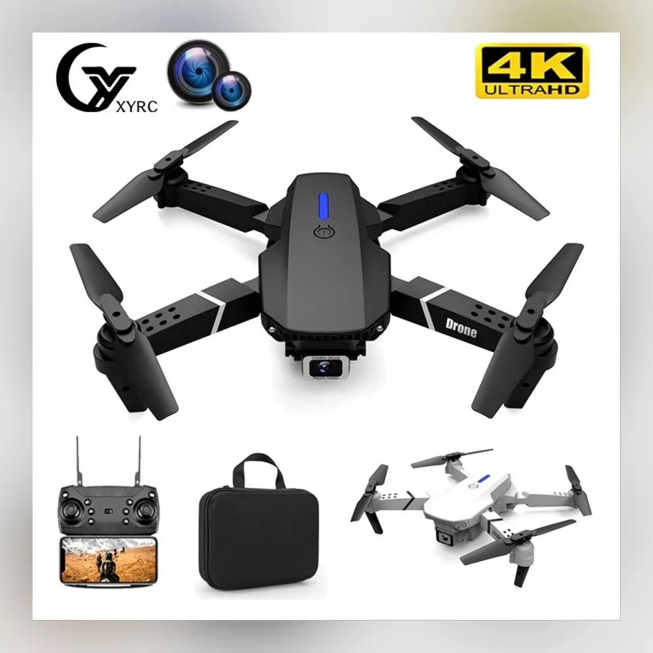 Drone E88 Pró 4K o ORIGINAL/CÂmera Dupla HD/wifi/+ MALETA - Foto 4