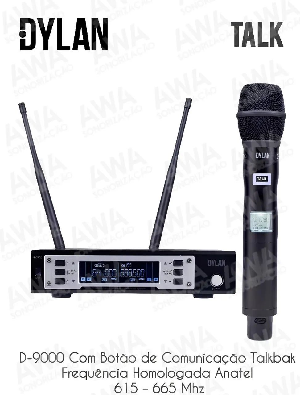 Profissional Microfone Sem Fio Dylan D-9001 TB - Talkbak Botão Comunicação 