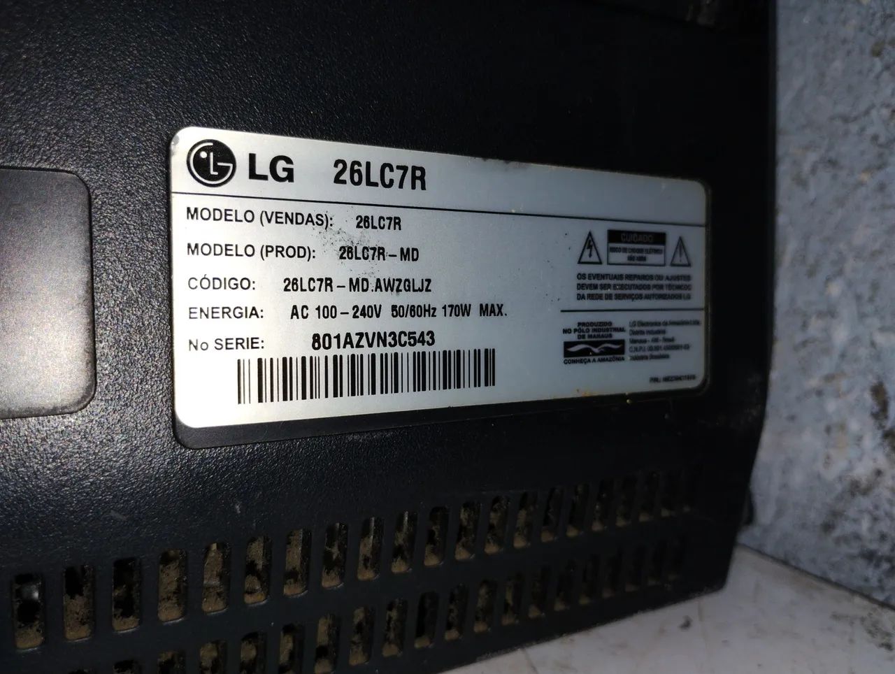 TV LG LCD 26 polegadas funcionando com defeito listra na tela - Foto 2