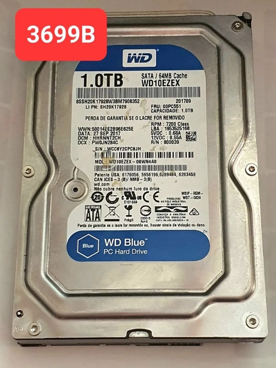 Placa Hd 1 Tb Wd10ezex-08wn4a0 - Cod. 3699b
