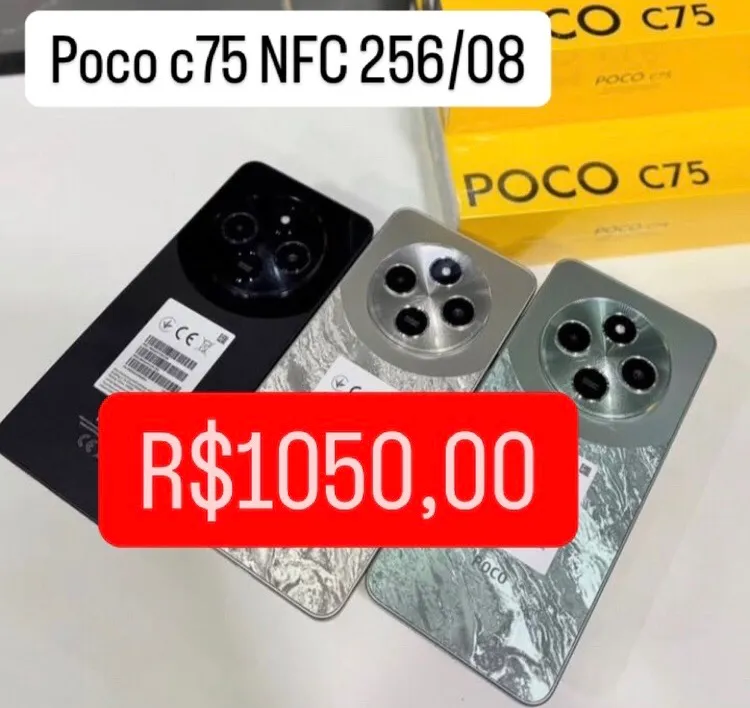 Poco C75 NFC 256GB 08GB RAM - NOVO - R$1050,00 Entregamos Grátis