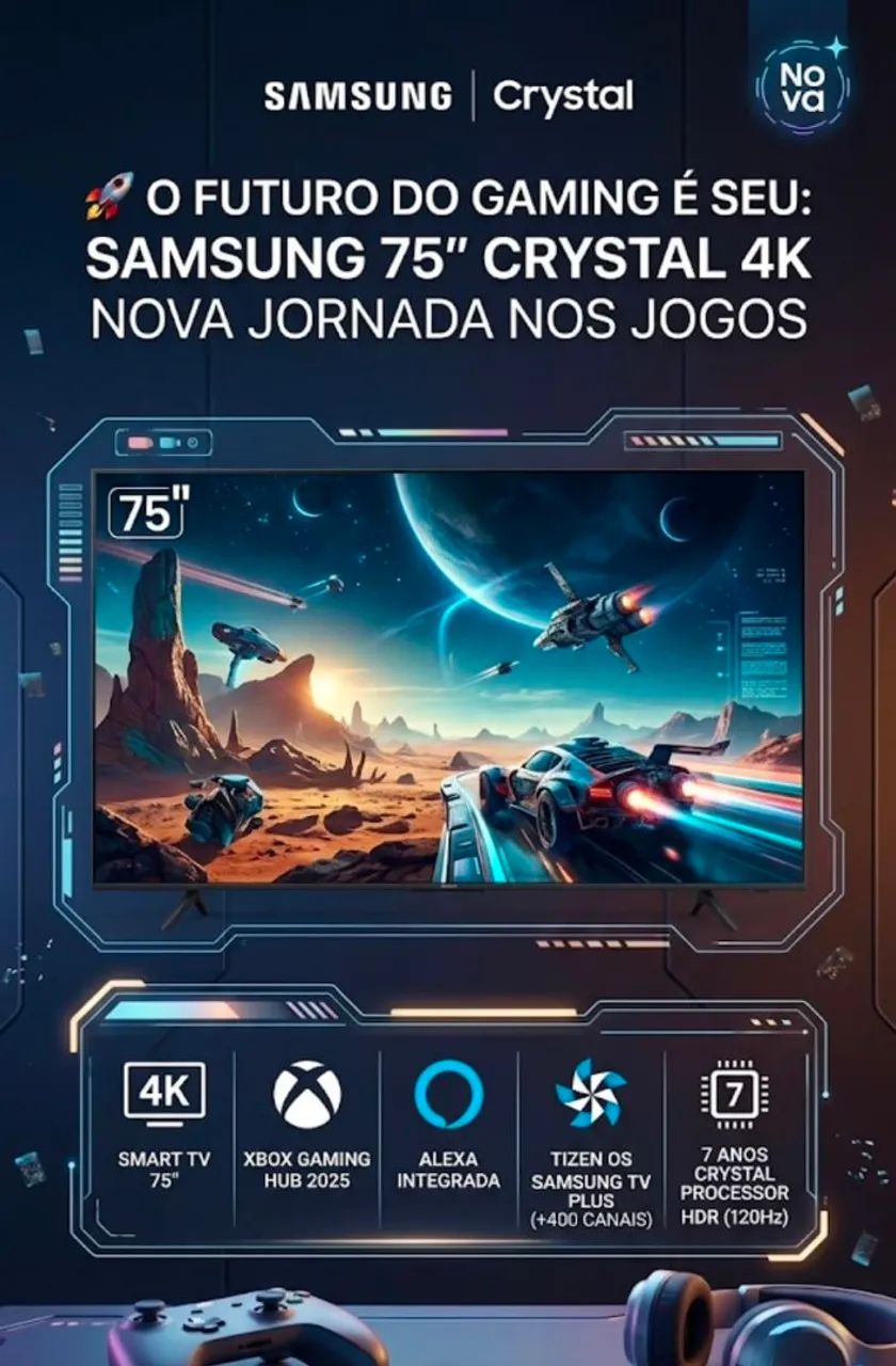 SMARTV TV 75 SAMSUNG GARMING CRISTAL 4K