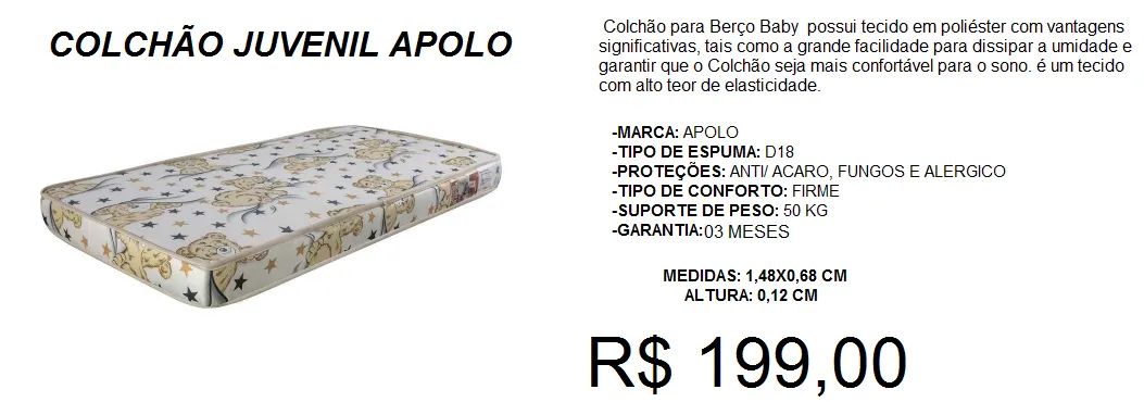 Colchão juvenil A pronta entrega
