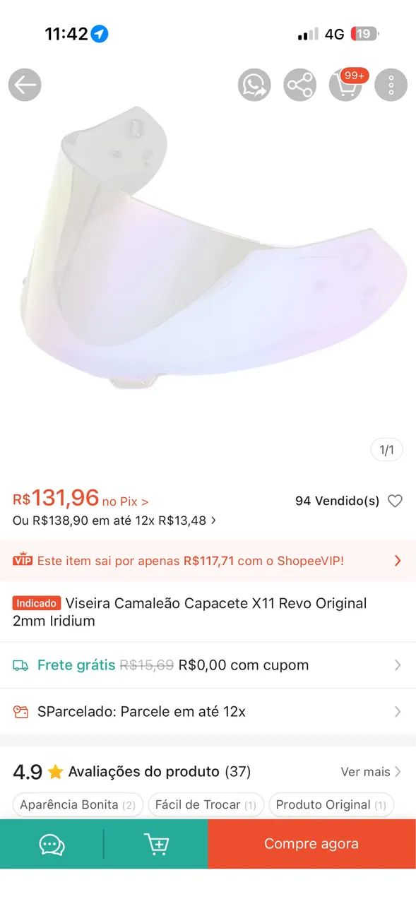 Viseira para capacete X11