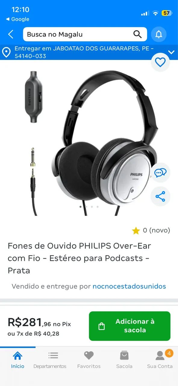 Fone Philips SHP2500 Original Cabo 6m P2 Para celular  TV PC Home Studio - Foto 5