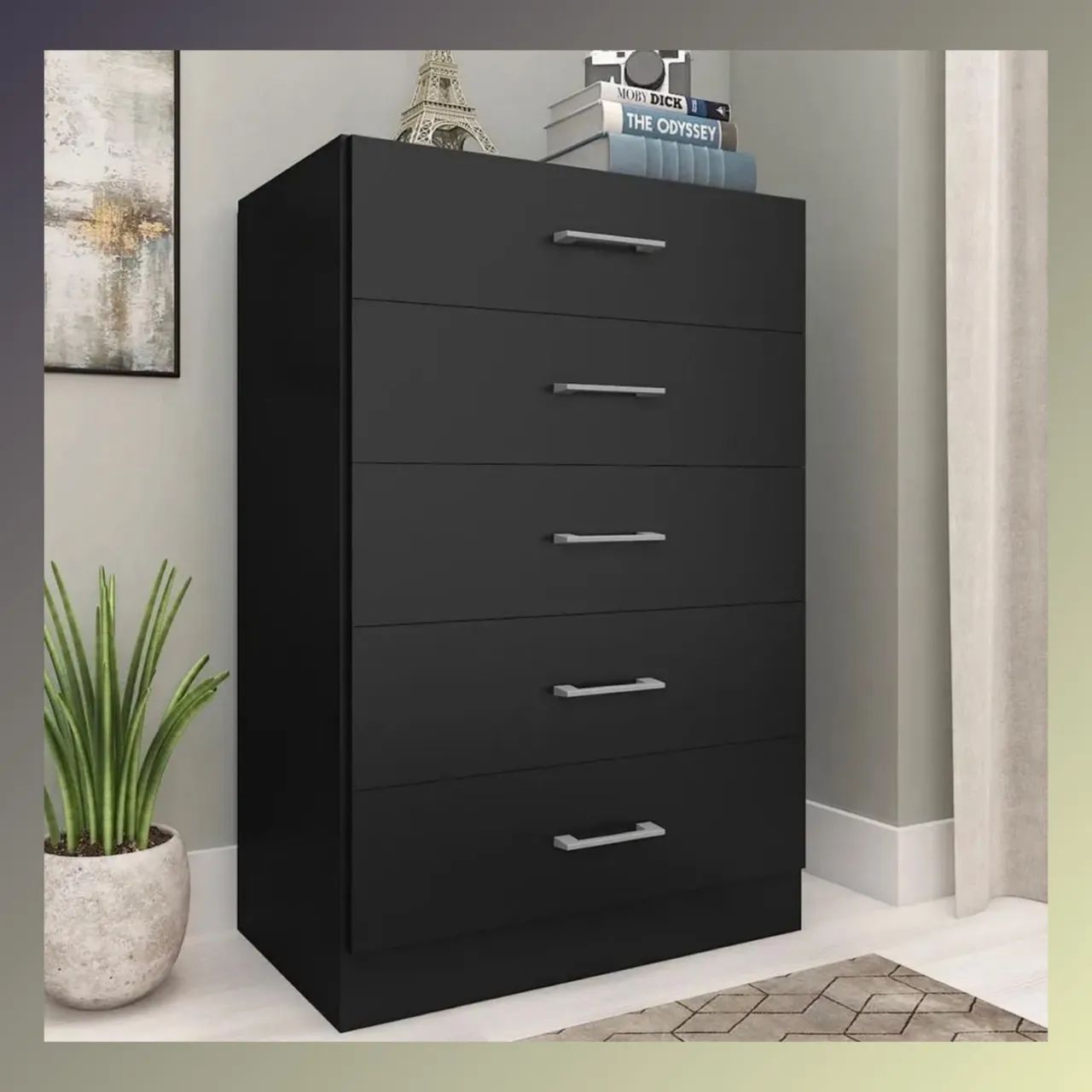 Cômoda com 5 gavetas preto - entrego 