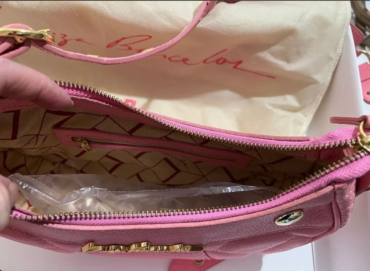 Bolsa baguete Luiza Barcelos couro rosa - Foto 5