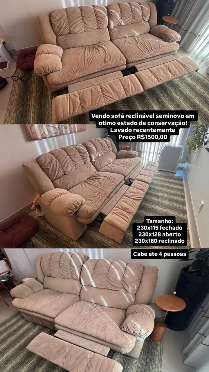 Sofá reclinável seminovo em ótimo estado de conservação 
