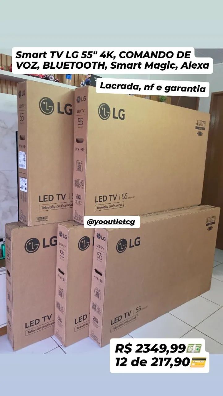 SMART TV LG 55? 4K UHD NOVA LACRADA 55AU801C0SA, completa Bluetooth, Comando de voz, Alexa