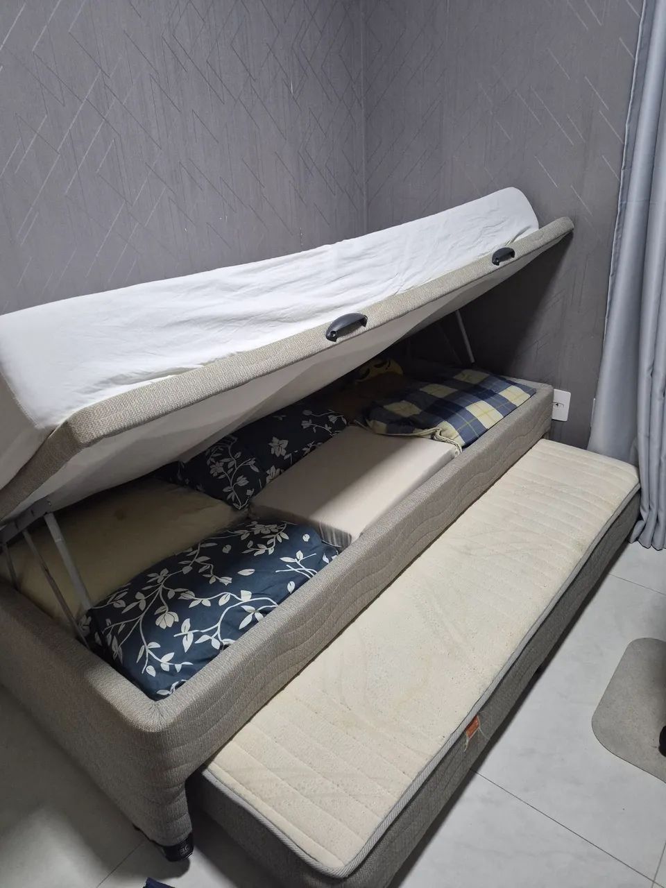 Cama box bau c cama auxilias e colchão  - Foto 4