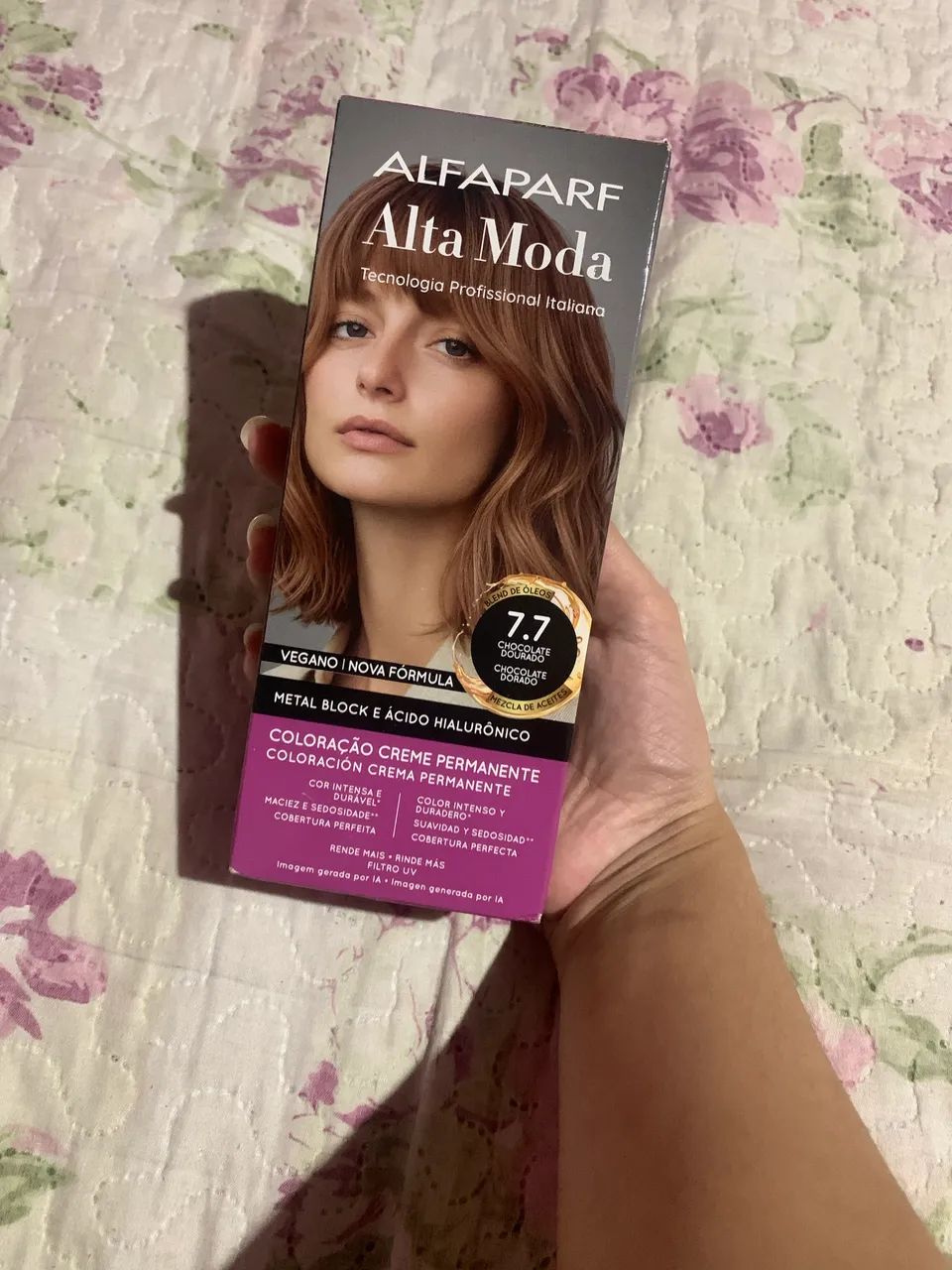 pinta de cabelo chocolate dourado 7.7 