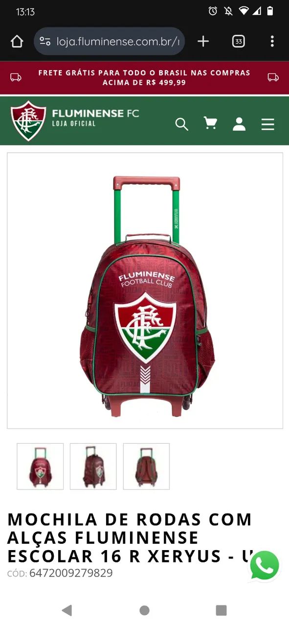 Mochila de carinho fluminense 