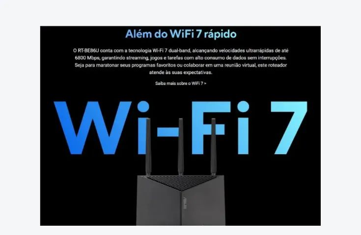 Roteador ASUS com WiFi 7 RT-BE86U