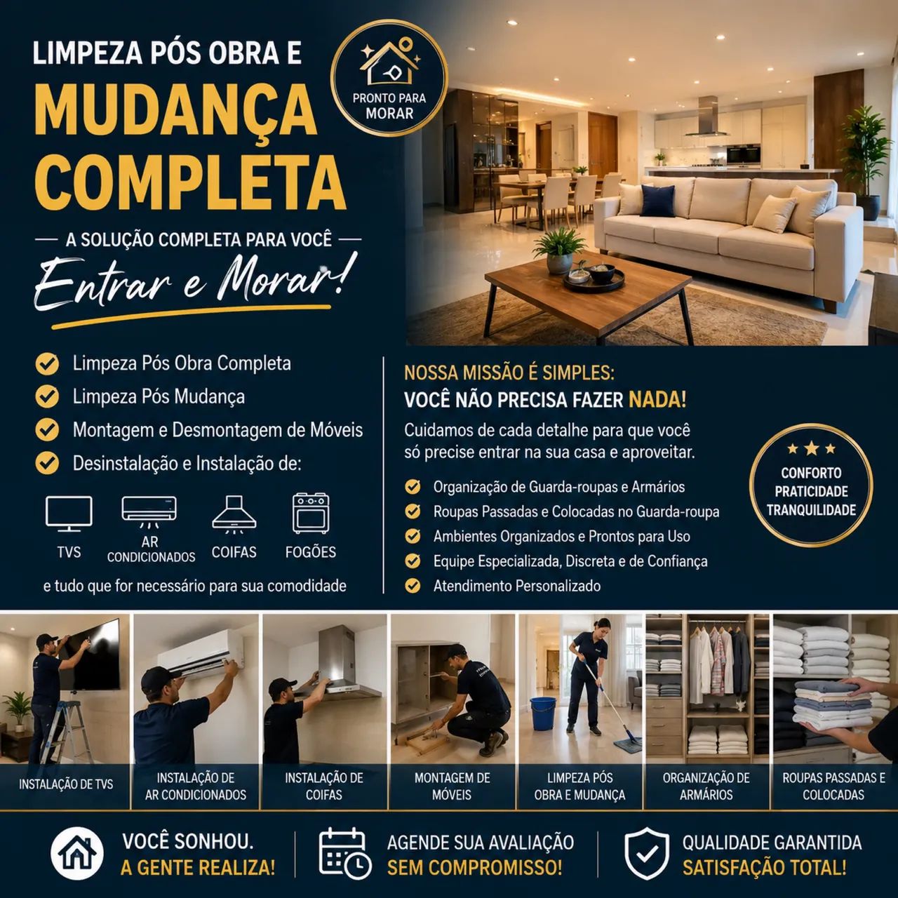 Limpeza pós obra e Mudança completa 