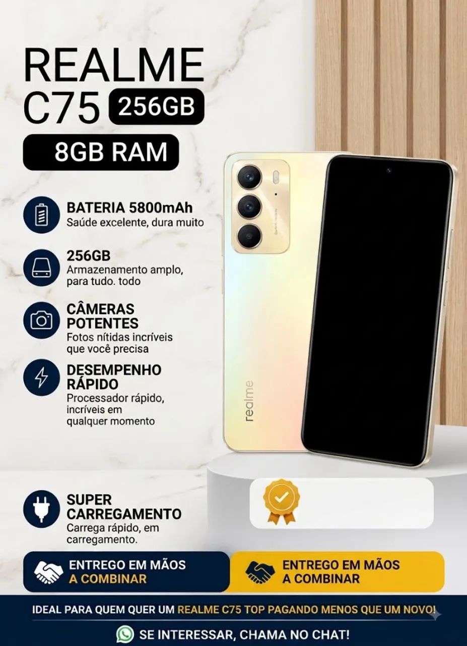 Realme C75 Amazenameto 256Gb, memória de 8Gb. - Foto 2