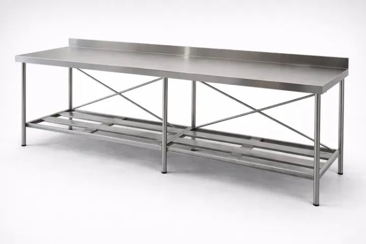 Bancada Inox 2,20m Contraventada Profissional Restaurante