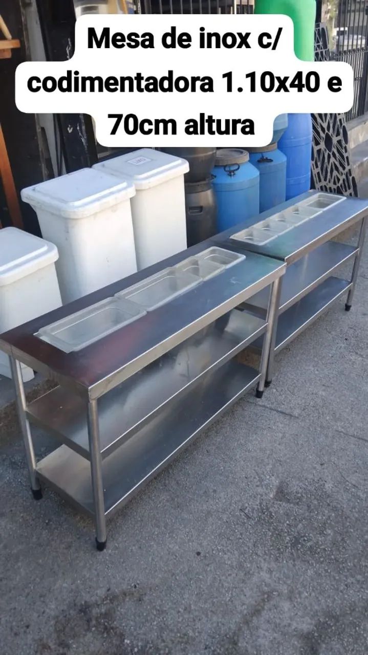 2 Mesa de inox 304 c/ codimentadora 1.390,00 cada