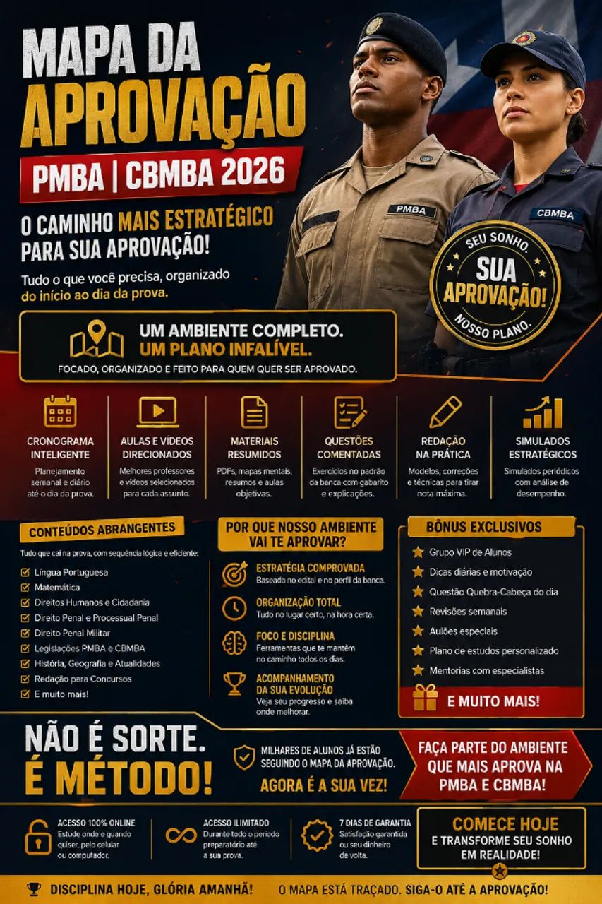 mentoria completa para o concurso da PMBA 2026