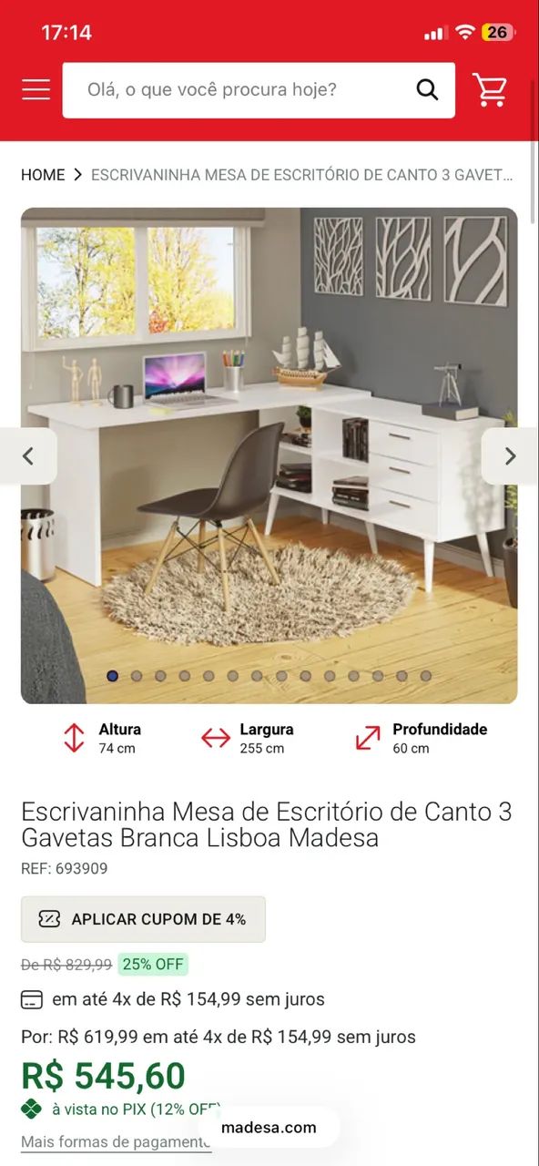 Mesa em L + coletor de pó + luminária 