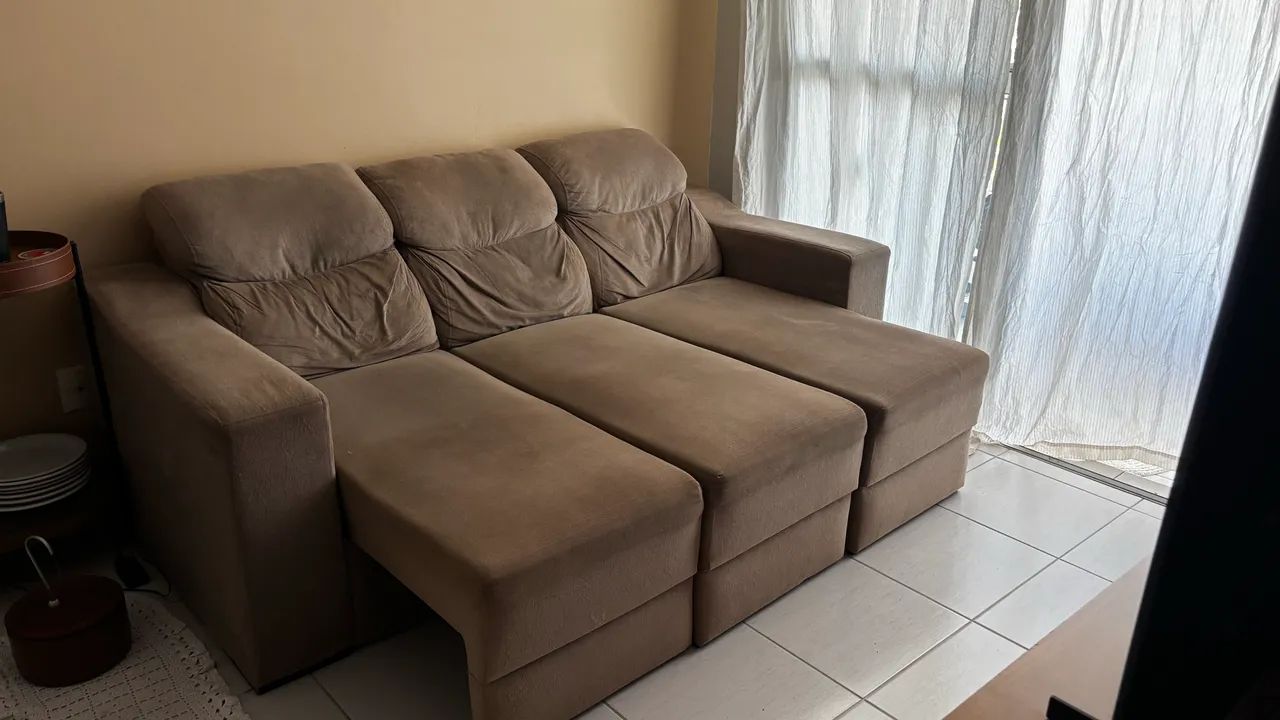 Sofá Retrátil Marrom 2,10m