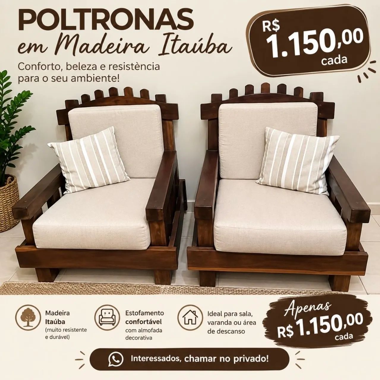 Cadeiras de madeira Itaúba 