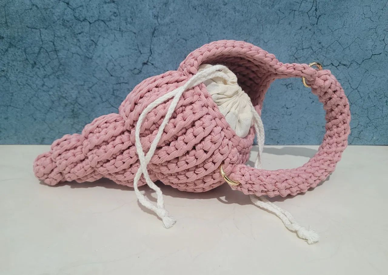Bolsa concha caracol em crochê  - Foto 3