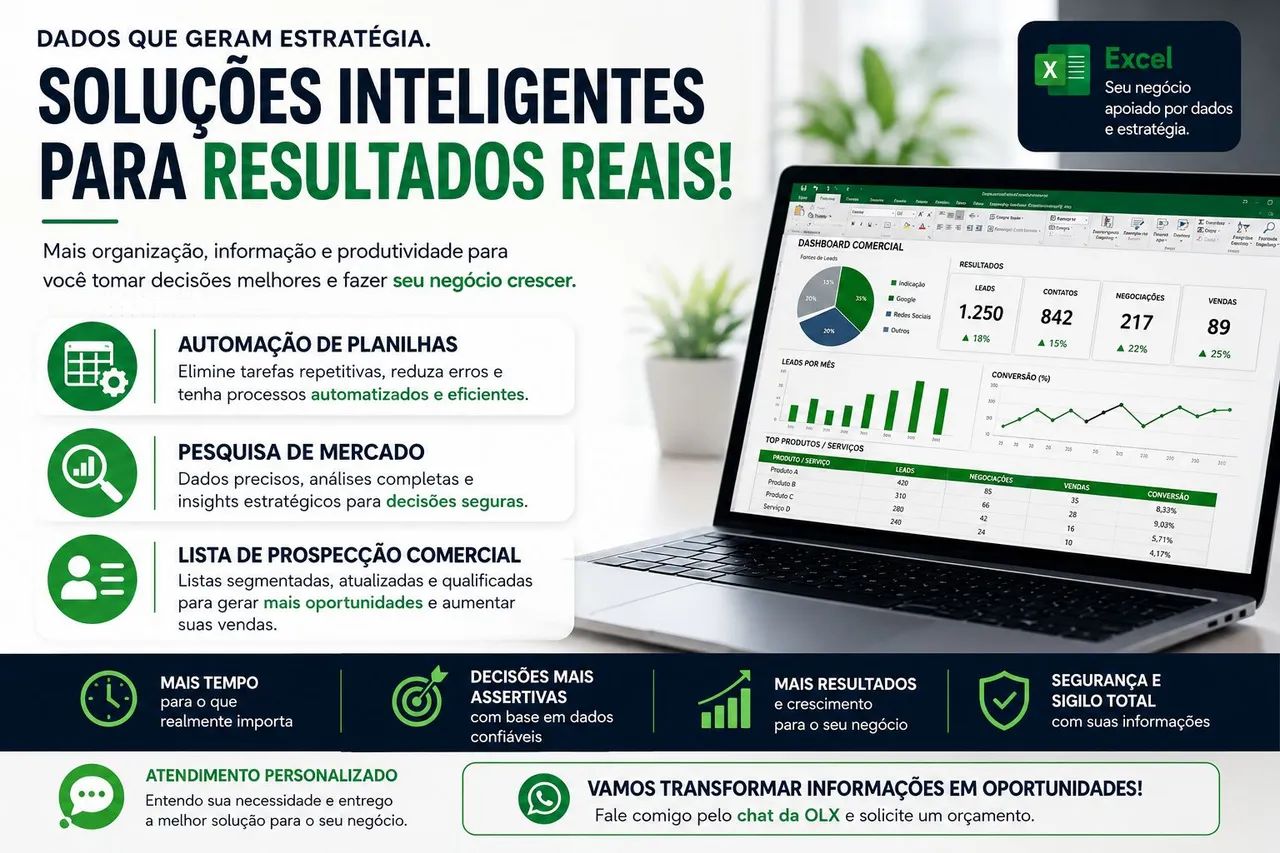 Automação de Planilhas", "Pesquisa de Mercado"  "Lista de Prospecção Comercial". 