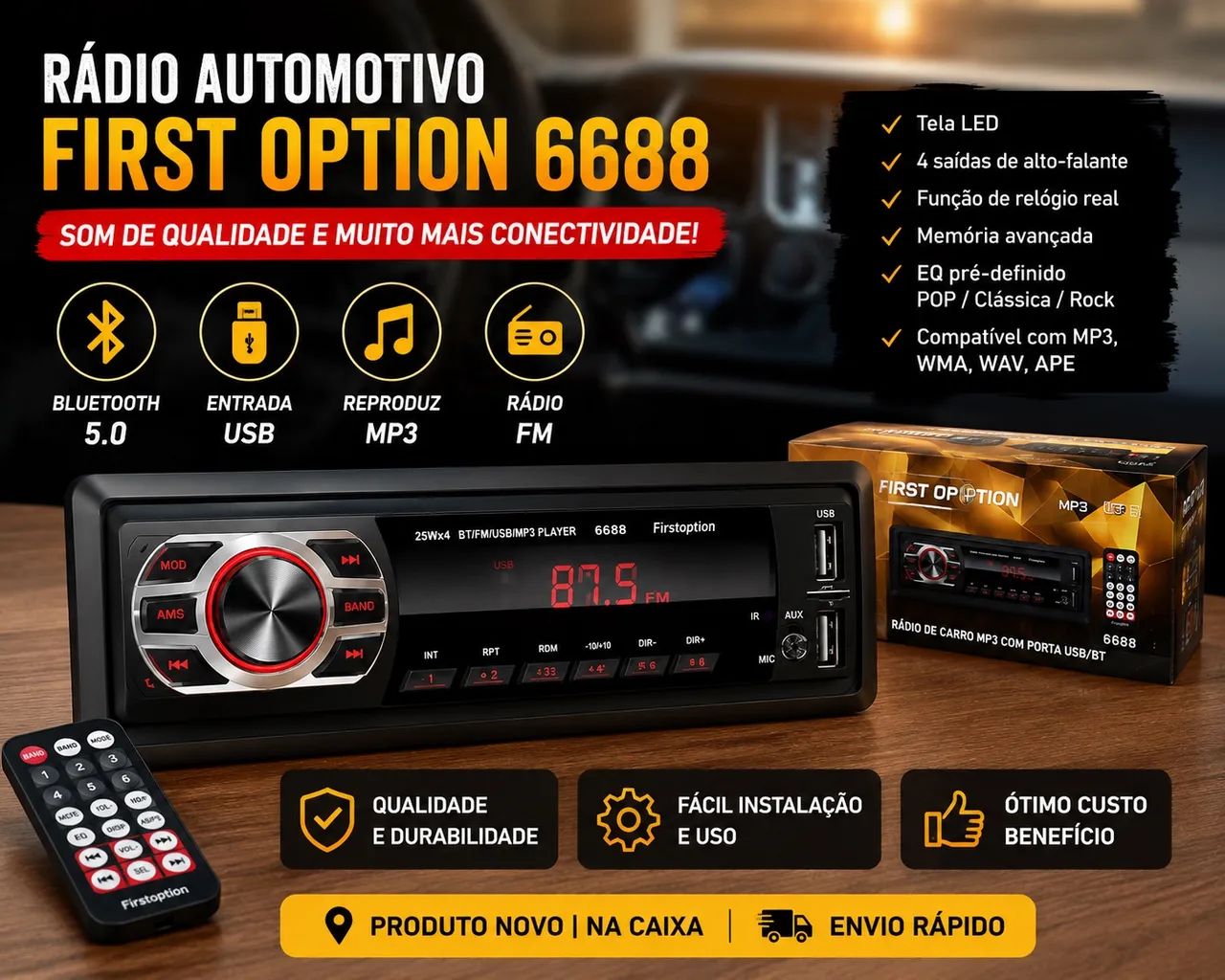 Rádio automotivo rádio de Carro Bluetooth 