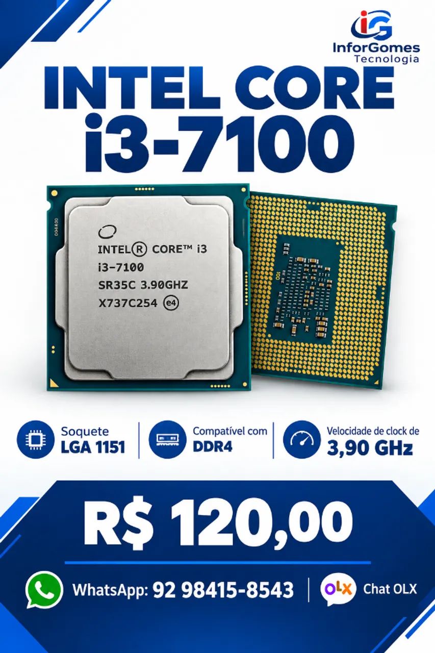 Processador core I3-7100 lga 1151 ddr4 - Foto 4