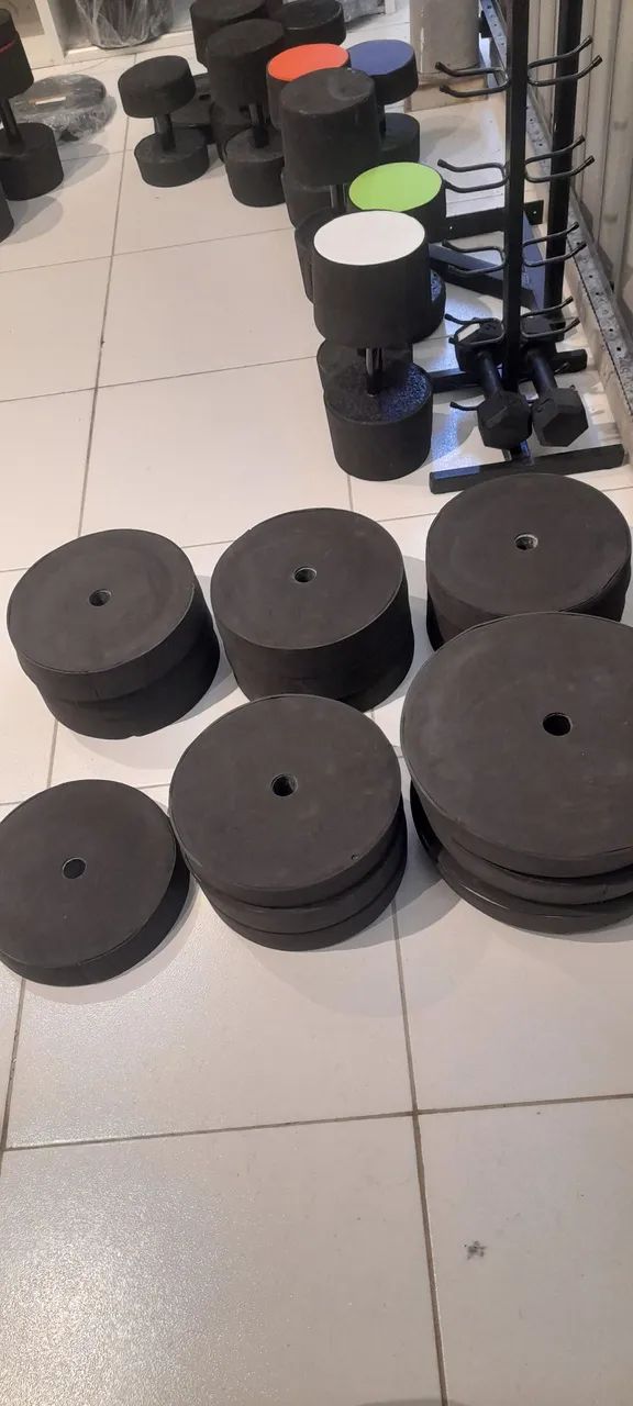 Kit básico anilhas + 1 barra de 150cm oca