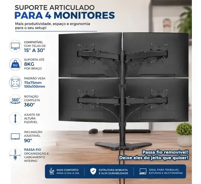 Suporte de mesa paraaté 4 monitores  - Foto 2