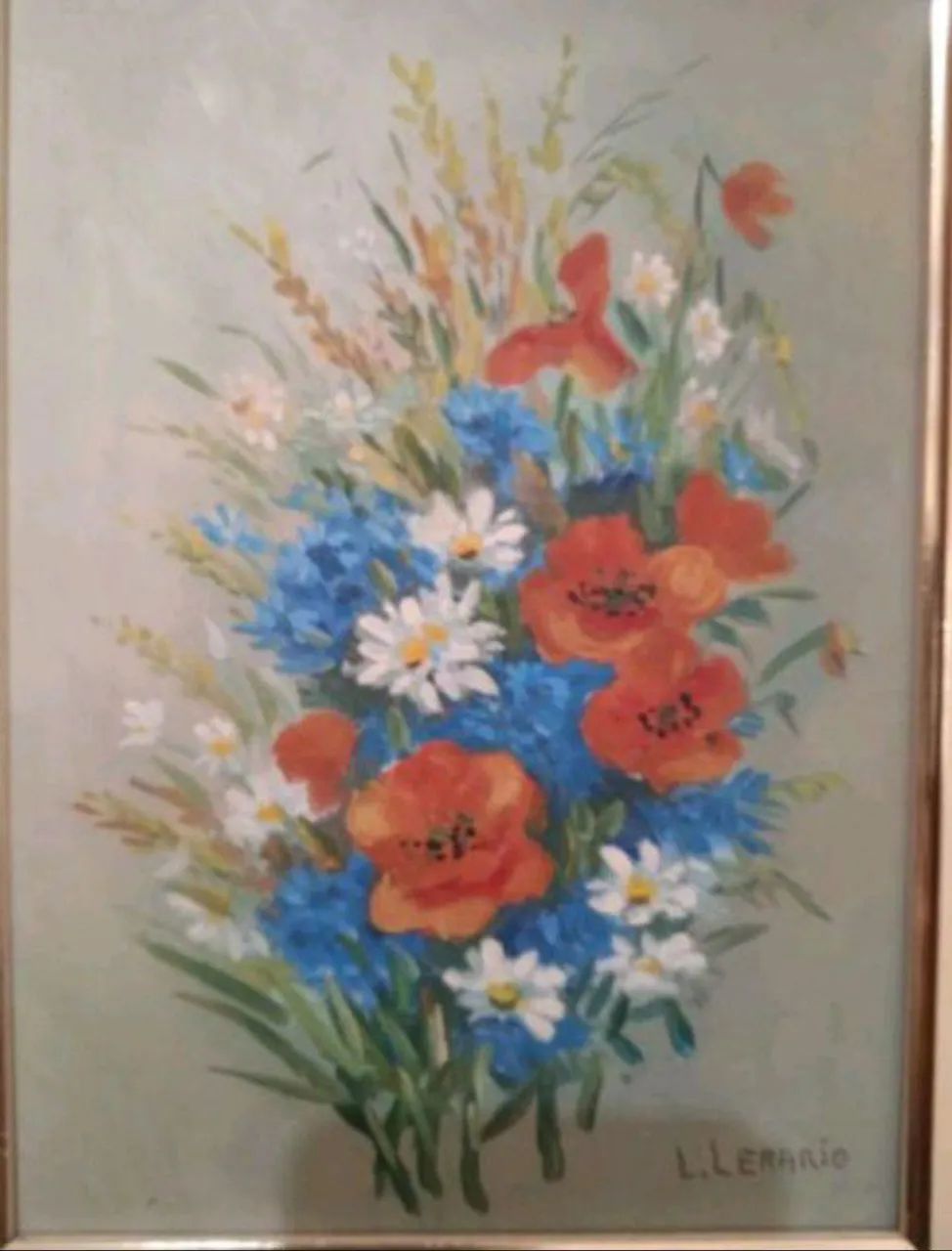Pintura a Oleo Flores com Moldura Assinada - Foto 2
