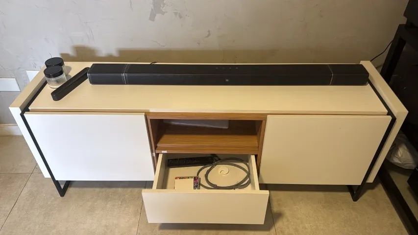 Rack branco com 2 armários e gaveta - 1,48 m - Foto 2