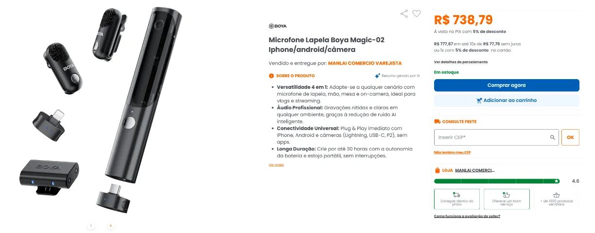 Microfone Boya Magic 5 em 1 - Foto 4