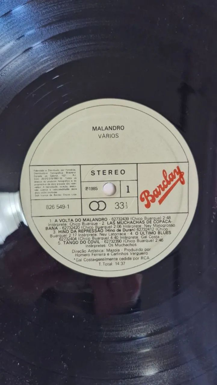 Lp, Malandro, Chico Buarque, Barclay, 1985 - Foto 3