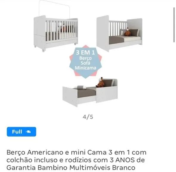 Berço 3 em 1 Branco + Colchão - Foto 3