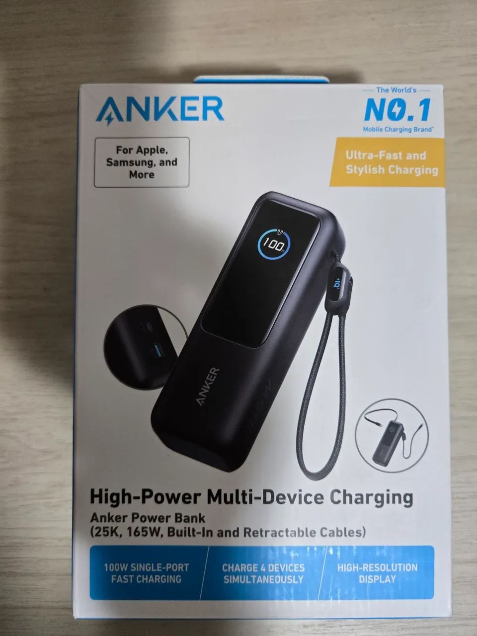 Powerbank Anker 25000mha com carregamento de 165w - Acessórios de